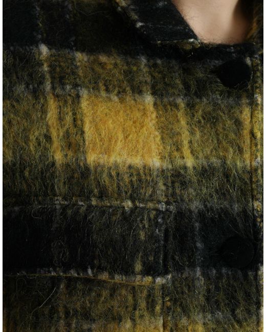 Dolce & Gabbana Green Yellow Plaid Long Sleeve Casual Coat Jacket