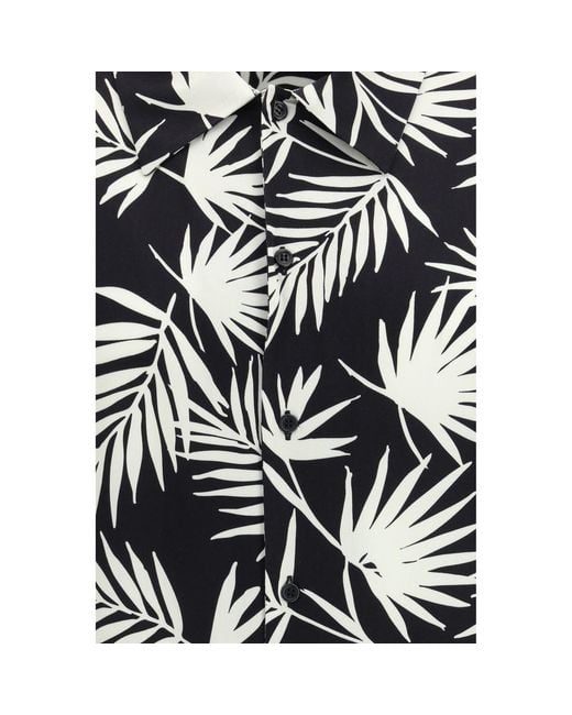 Laneus Black Viscose Pattern Shirt for men