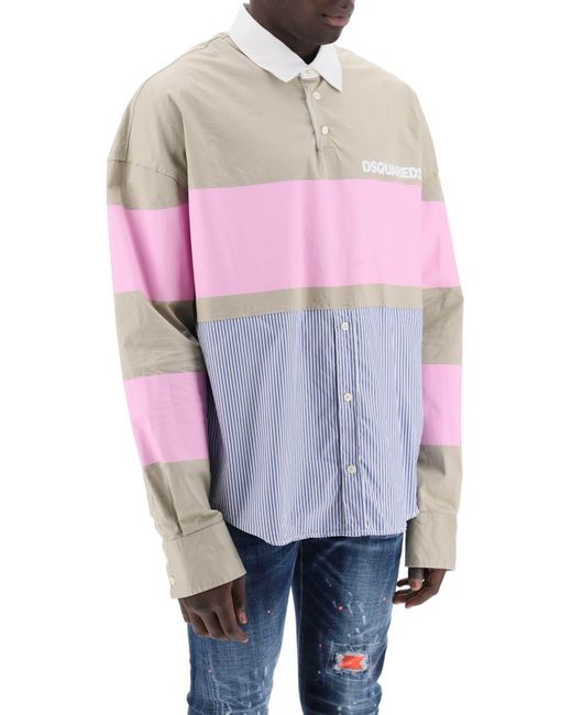 DSquared² Pink Oversized Hybrid Shirt for men