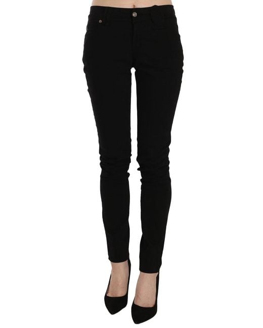 John Galliano Black Mid Waist Slim Fit Skinny Denim Casual Pants Jeans