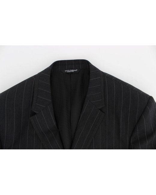Dolce & Gabbana Multicolor Striped Slim Fit Wool Blazer Gray Gtt10078 for men