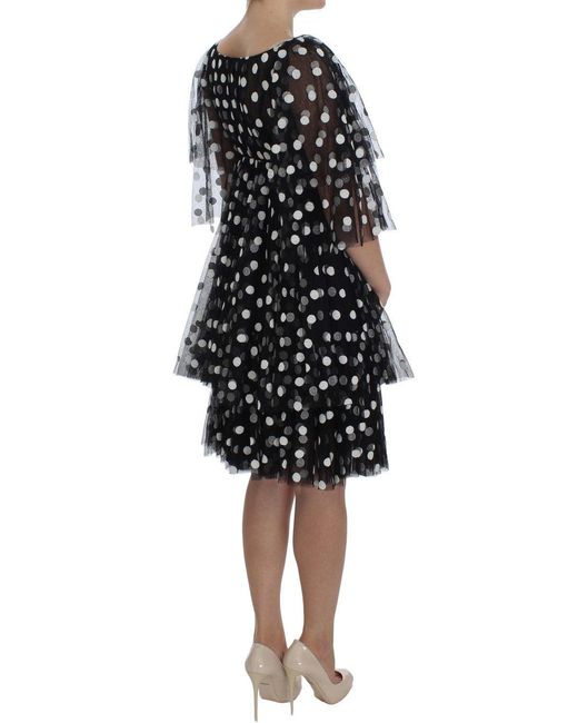 Dolce & Gabbana Black Polka Dotted Ruffled Dress