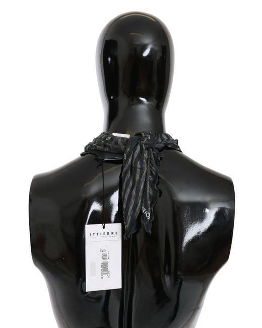 CoSTUME NATIONAL Black Elegant Striped Viscose Scarf