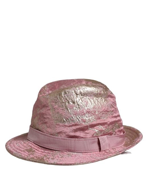 Dolce & Gabbana Pink Metallic Jacquard Pattern Bucket Capello Hat