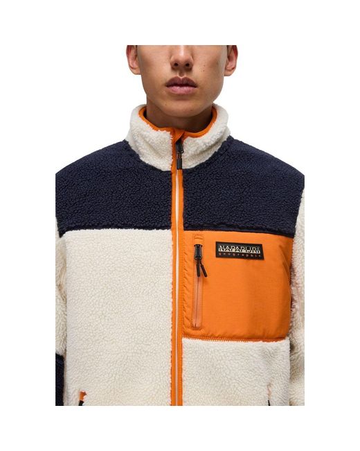 Napapijri Blue Orange Polyester Sweatshirt for men