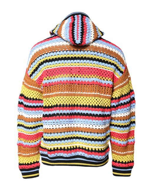 Dolce & Gabbana Crochet Knit Hooded Sweater in Red for Men | Lyst