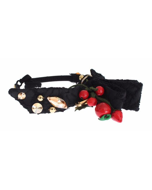 Dolce & Gabbana Black Diadem Headband Tiara Berry Fruit Crystal Bow Hair