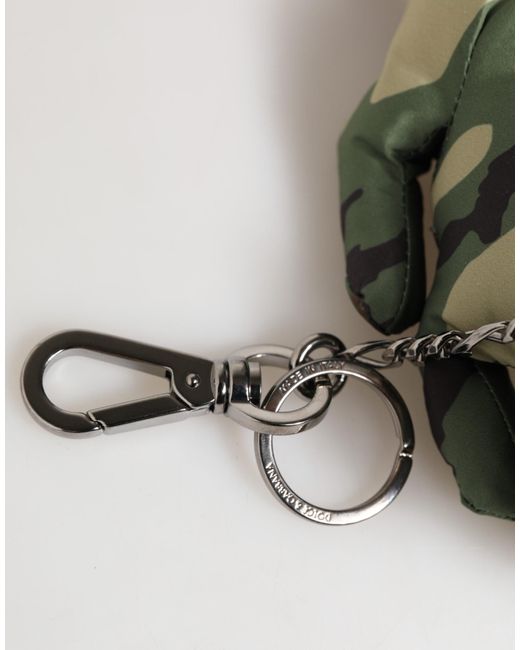 Dolce & Gabbana Multicolor Camouflage Animal Silhouette Keychain Keyring for men
