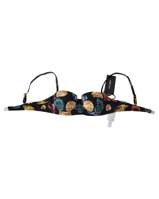 Dolce & Gabbana Black Seashells Print Swimwear Bikini Tops