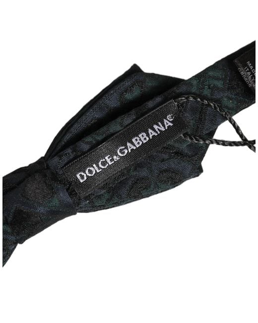 Dolce & Gabbana Men Black Green Paisley Adjustable Neck Papillon Bow Tie for men
