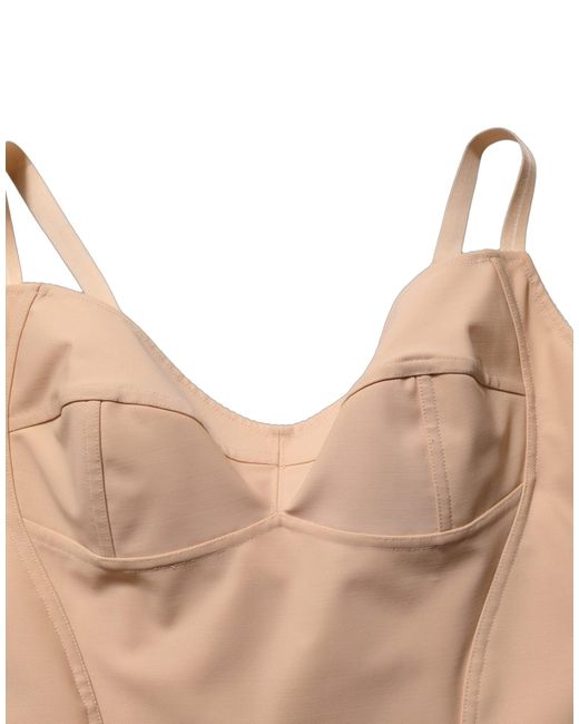 Dolce & Gabbana Natural Nude Nylon Full Body Shaper Bodysuit Top