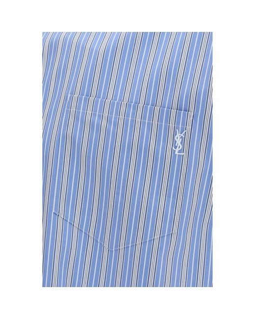Saint Laurent Blue Cotton Pattern Shirt for men