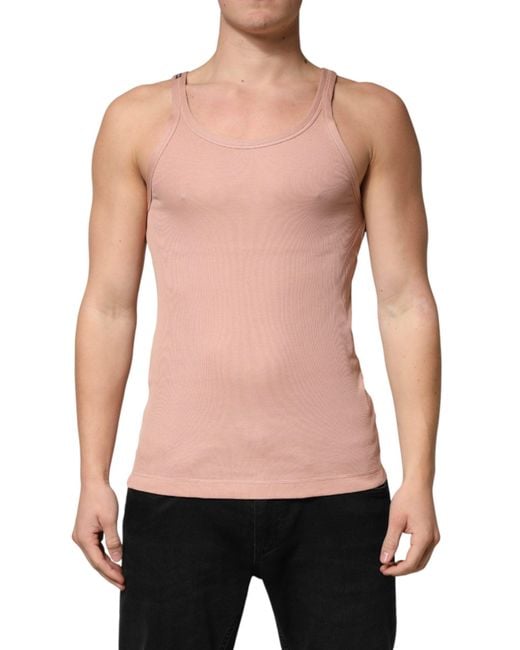Dolce & Gabbana Multicolor Pink Sleeveless Round Neck Tank Top T for men