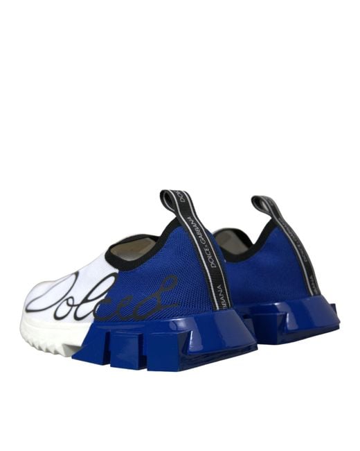 Dolce & Gabbana Blue Leather Logo Low Top Sneakers Shoes for men