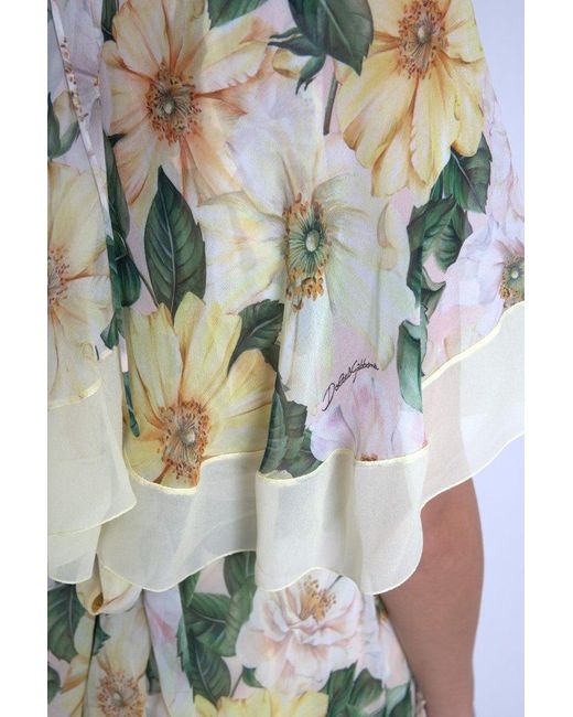Dolce & Gabbana Multicolor Silk Floral Print Long Maxi Dress