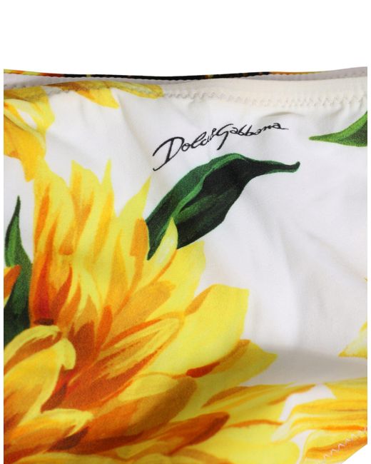 Dolce & Gabbana Yellow Nylon Sunflower Bikini Bottom Swimwear