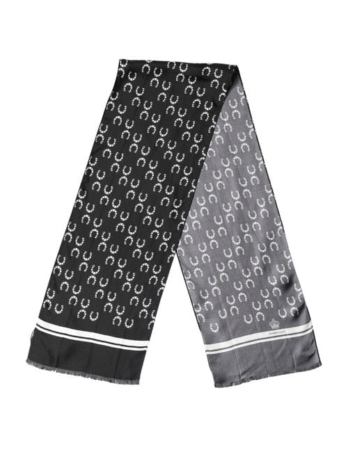 Dolce & Gabbana Gray Horseshoe Silk Neck Foulard 136Cm X 23Cm Scarf for men
