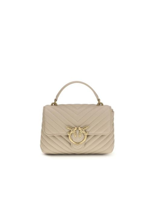 Pinko Natural Beige Calf Leather Bos Taurus Handbag
