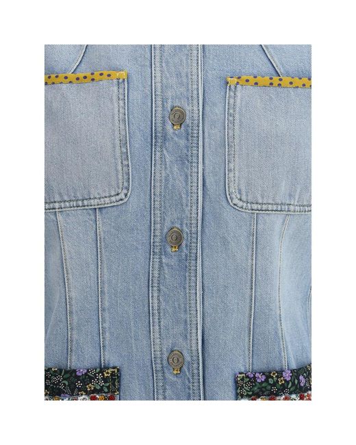 Valentino Blue Denim Jacket With Embroidery