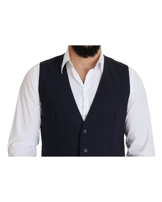 Dolce & Gabbana Blue Wool Vest Classic Fit for men