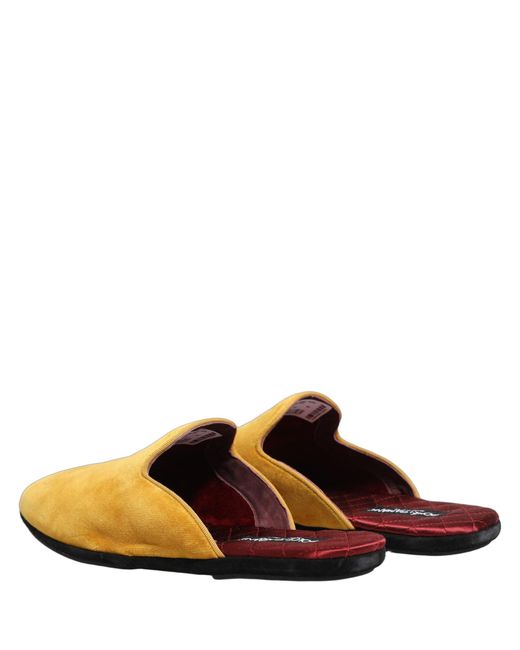Dolce & Gabbana Orange Yellow Suede Slides Flat Slipper Men Shoes for men