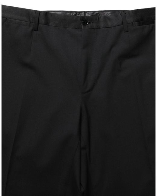 Dolce & Gabbana Black Wool Tapered Leg Dress Trouser Pants for men
