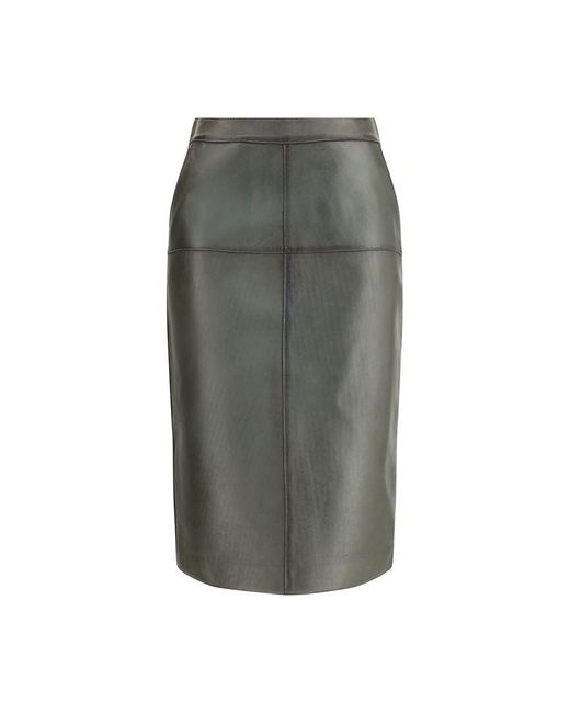 P.A.R.O.S.H. Gray Leather Pencil Skirt