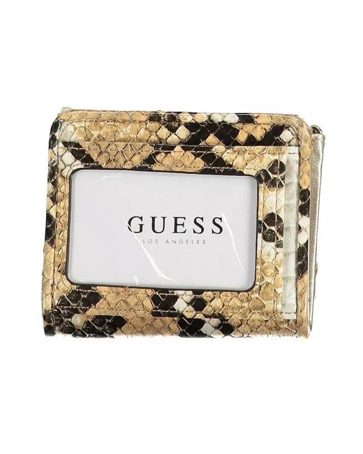 Guess Metallic Elegant Beige Wallet With Contrasting Accents