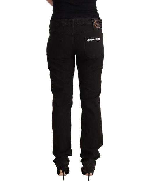 Just Cavalli Black Sleek Mid-Waist Slim Fit Jeans
