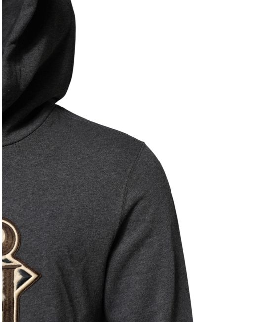 Dolce & Gabbana Black Logo Patch Hooded Sweatshirt Sweater for men