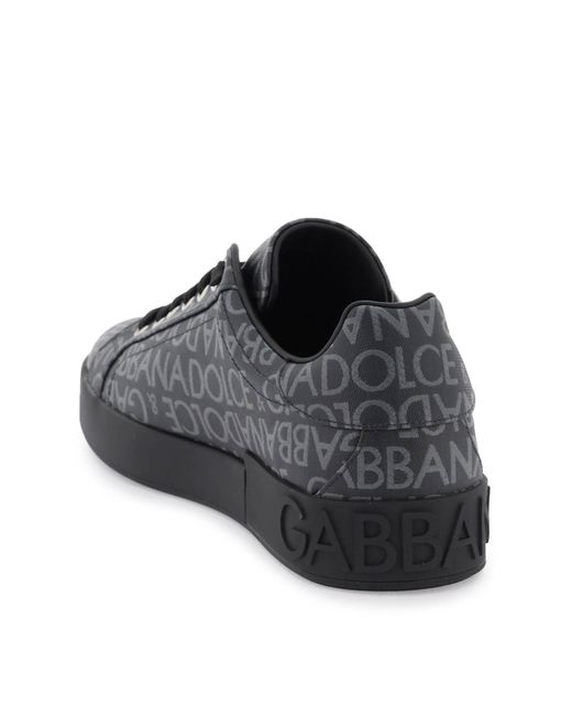 Dolce & Gabbana Black Portofino Jacquard Sneakers for men