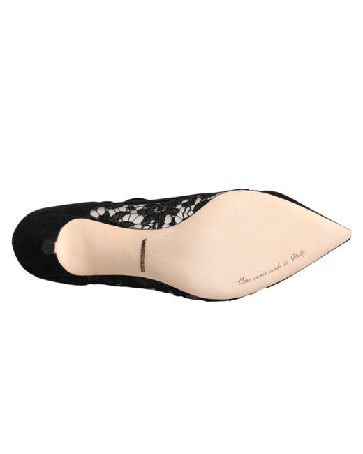 Dolce & Gabbana Black Mary Jane Taormina Lace Pumps Shoes