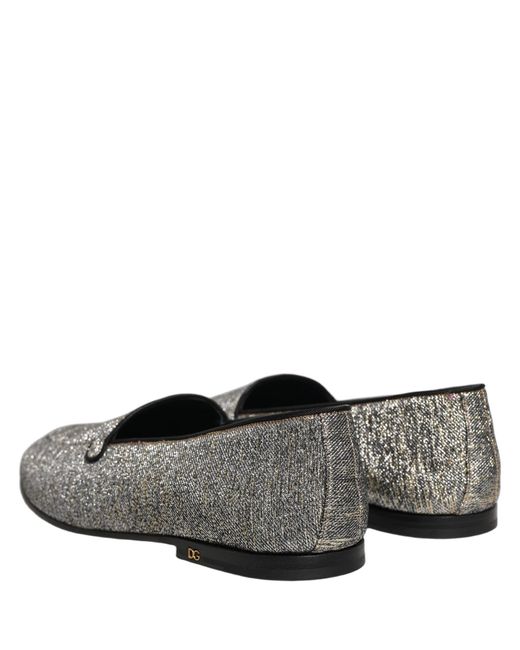 Dolce & Gabbana Gray Lurex Glitter Men Dress Loafers Shoes for men