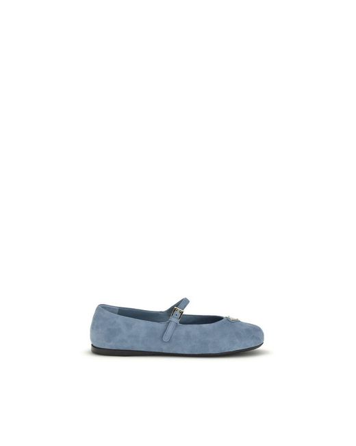 Prada Blue Goatskin Ballet Flats