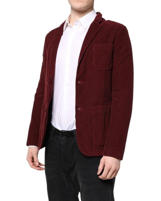 Gianfranco Ferré Purple Maroon Corduroy Regular Fit Men Coat Blazer Jacket for men