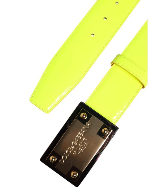 Dolce & Gabbana Yellow Green Classic Metal Logo Buckle Belt for men