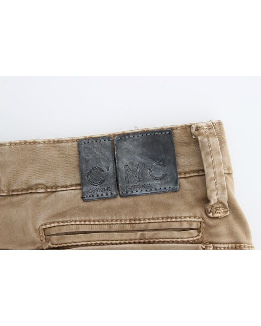 CoSTUME NATIONAL Multicolor Beige Straight Leg Denim Pants Stretch Jeans