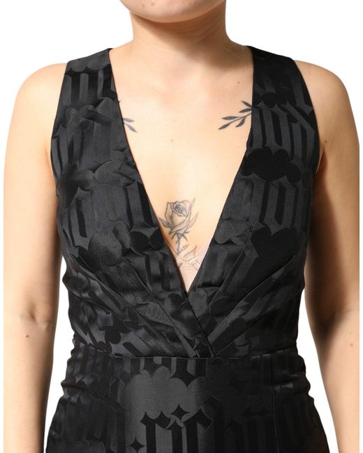 John Richmond Black Jacquard Deep V