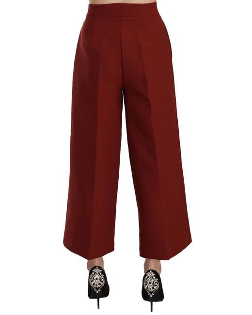 Jucca Red High Waist Cropped Flared Dress Formal Trouser Pants