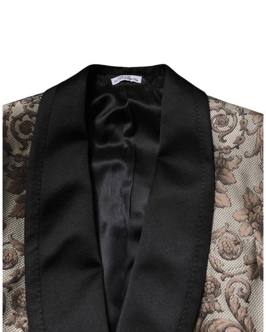 Dolce & Gabbana Black Multicolor Jacquard Single Breasted 3 Piece Suit for men
