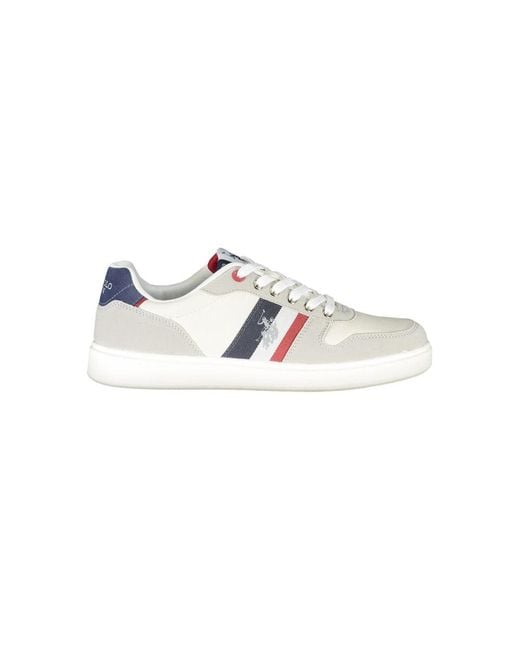 U.S. POLO ASSN. White Sleek Lace-Up Sneakers With Contrast Detailing for men