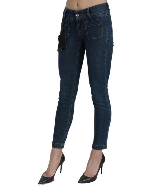 Dolce & Gabbana Blue Slim Fit Cropped Mid Waist Denim Jeans