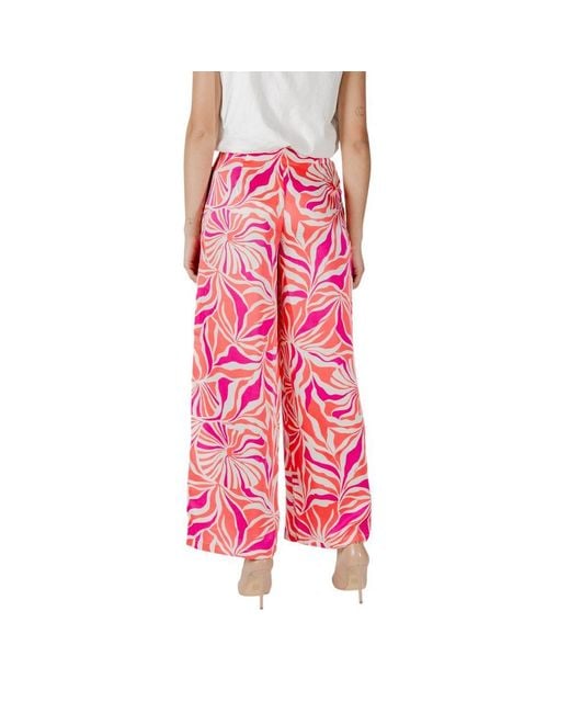 ONLY Pink Multicolor Recycled Polyester Casual Pants