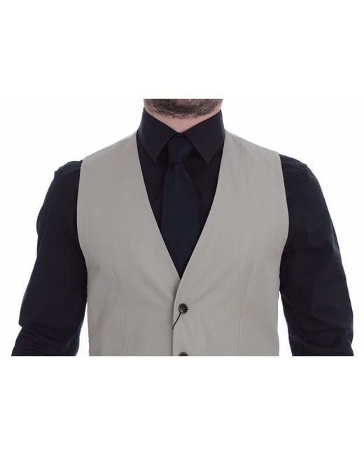 Dolce & Gabbana Brown Beige Silk Blend Dress Formal Vest Gilet for men