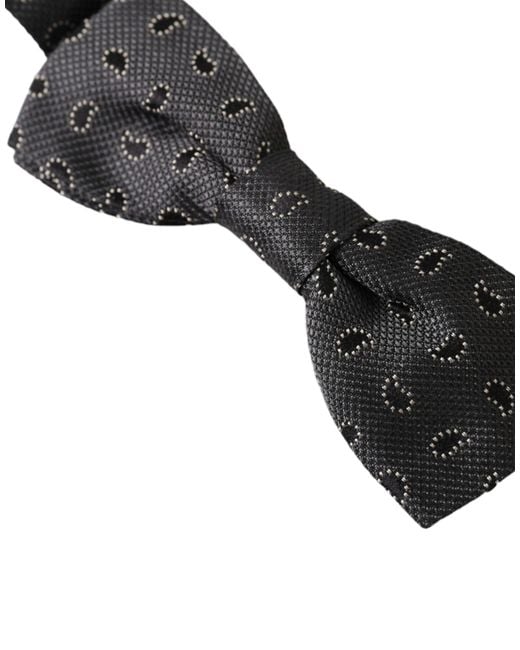 Dolce & Gabbana Brown Black Silk Patterned Adjustable Neck Men Bow Tie for men