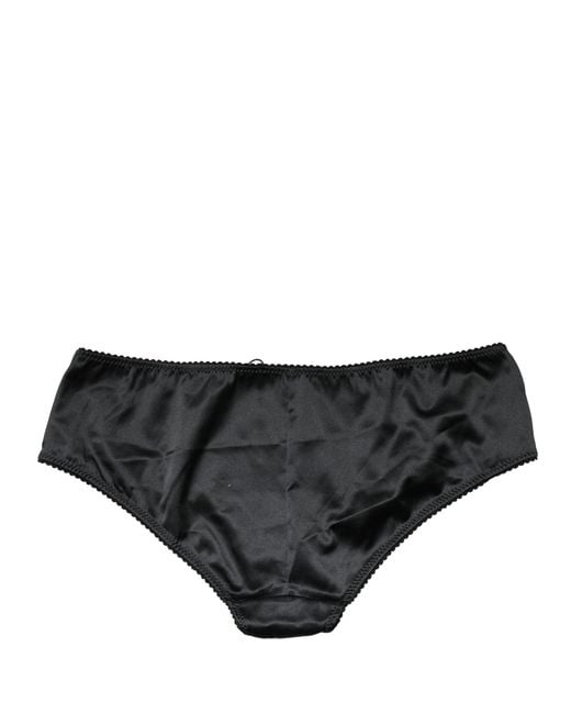 Dolce & Gabbana Black Silk Stretch Mid Waist Brief Panty Underwear