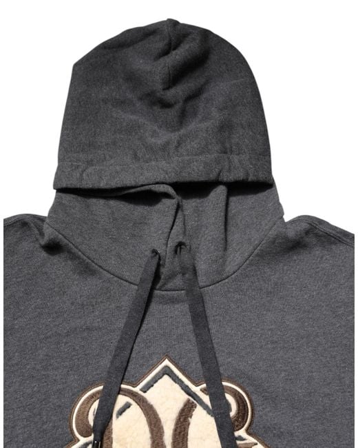 Dolce & Gabbana Black Logo Patch Hooded Sweatshirt Sweater for men