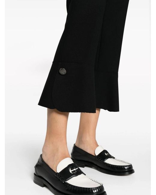 MSGM White Cropped-Leg Flared Trousers