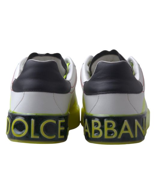 Dolce & Gabbana Black Portofino Leather Sneakers Shoes for men