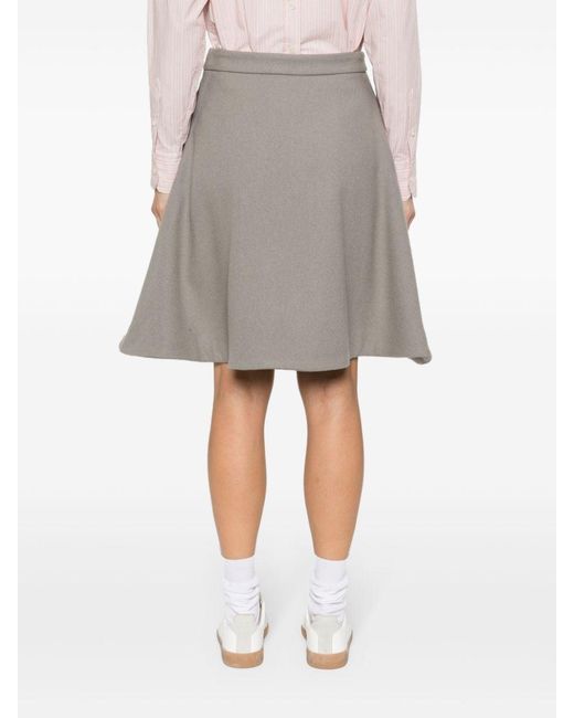AMI Gray Knitted Midi Skirt